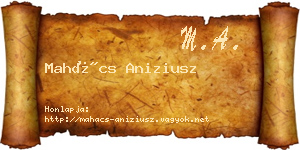 Mahács Aniziusz névjegykártya